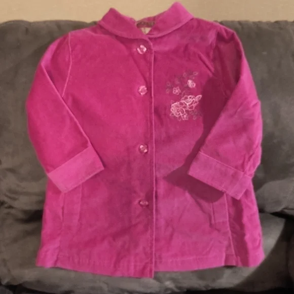 george Pink Little Girl Velour Coat For 24 monts - Picture 3 of 13